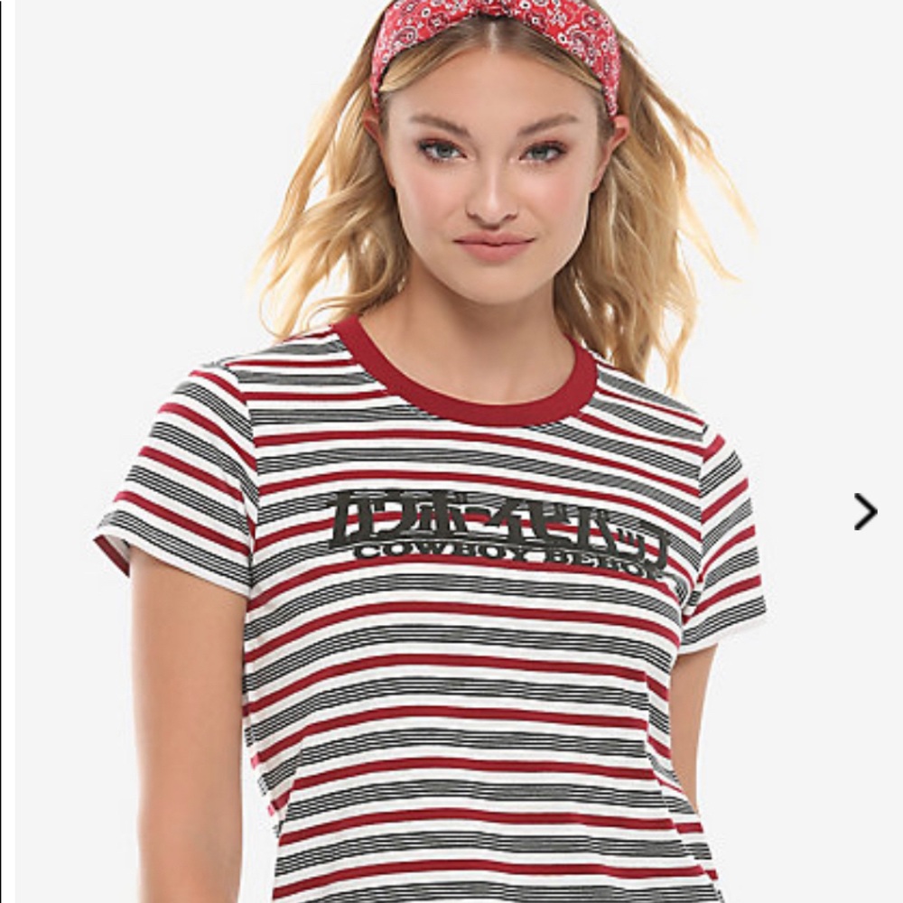 HOT TOPIC Cowboy Bebop Striped Logo Tee